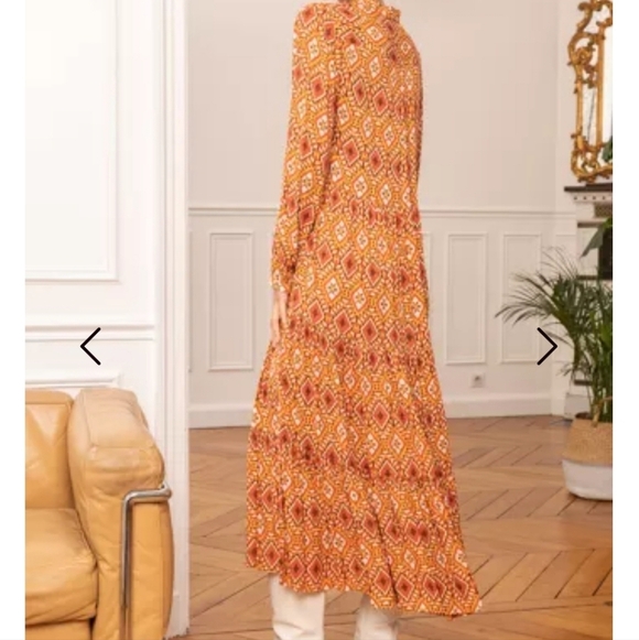 LAST QUEEN paris long sleeve dress abstract browns - Picture 15 of 15